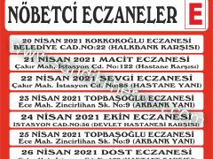 Nöbetçi Eczane Listesi