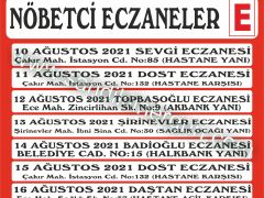Haftalık Nöbetçi Eczeneler
