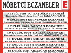 Haftalık Nöbetçi Eczane Listesi