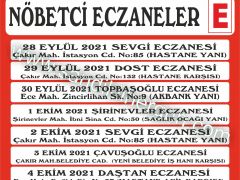 Haftalık Nöbetçi Eczane Listesi